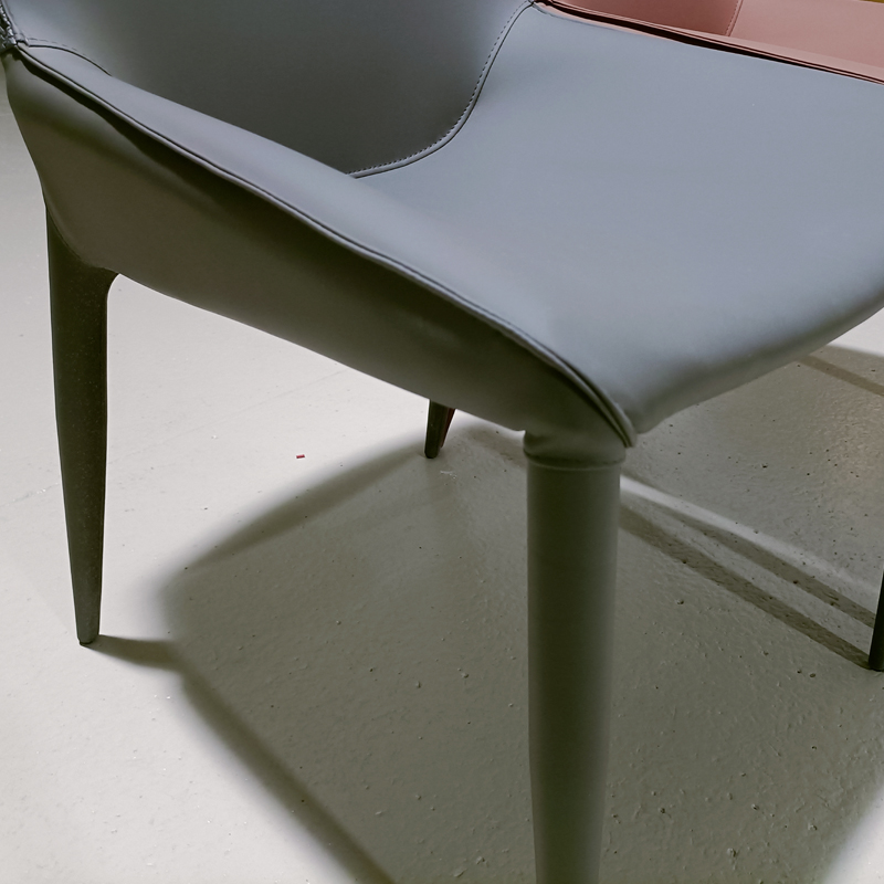 Spira Twist Metal Base Dining Chairs Leather Modern Style Low Back Type