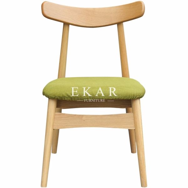 Modern Nordic Designs Furniture No Arm Oak Wooden With Seating Cushion Fabric Dining Chair