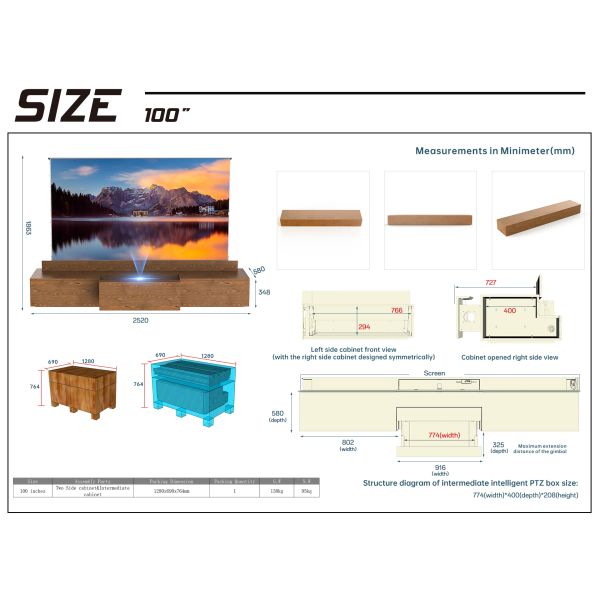 Motorised Laser TV Cabinet 100-130 Inch Smart Sliding TV Cabinet
