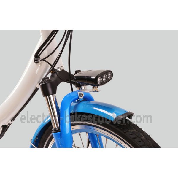 Blue Mens Women'S Electric Folding Bike , Citizen Folding Electric Bike 20" Wheels