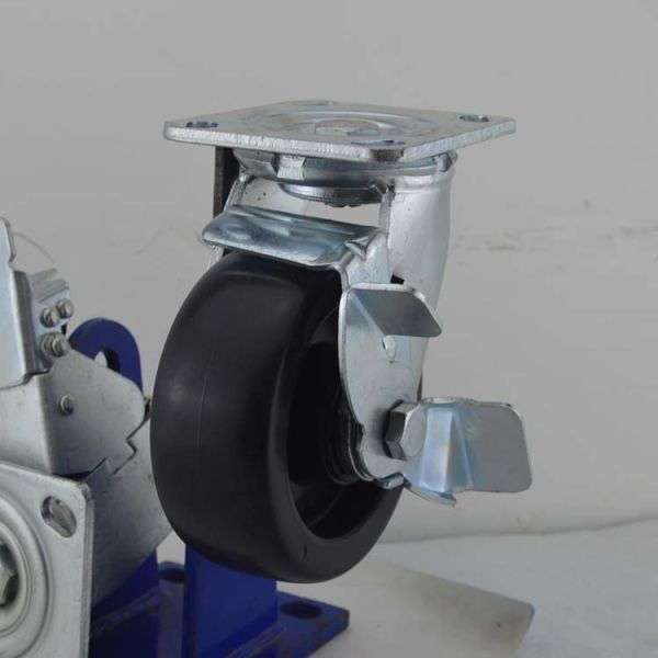 5 Inch Heavy Duty Plastic Casters Side Brake Black Solid PP Industrial Caster Wheels