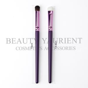 China Custom Private Label Eyeshadow Makeup Brush Purple Wooden Handle wholesale