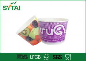 12oz Logo Printed Yogurt ice cream paper cups with lids , FDA