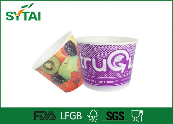 Quality 12oz Logo Printed Yogurt ice cream paper cups with lids , FDA for sale