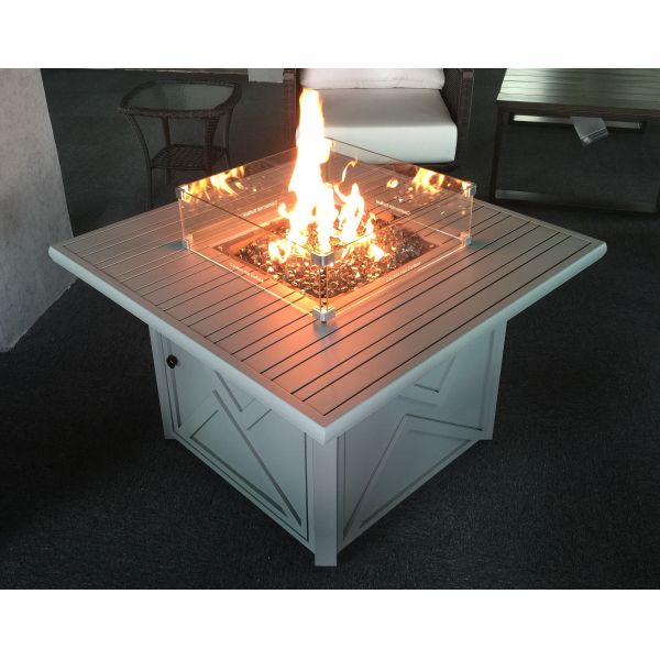 Outdoor 38 Inch Square Aluminum Natural gas Fire Pit Table 40000BTU