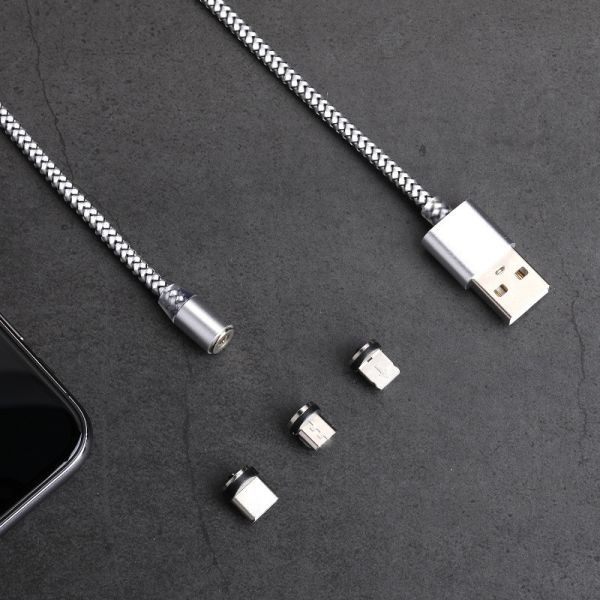 Magnetic Phone Charger Cable 1m 5V 2A Fire proof With 3 Adapters