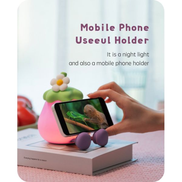 Vegetables Small Eggplant Silicone Lamps USB Rechargeable Bedroom Bedside Pat Night Lights For Gifts