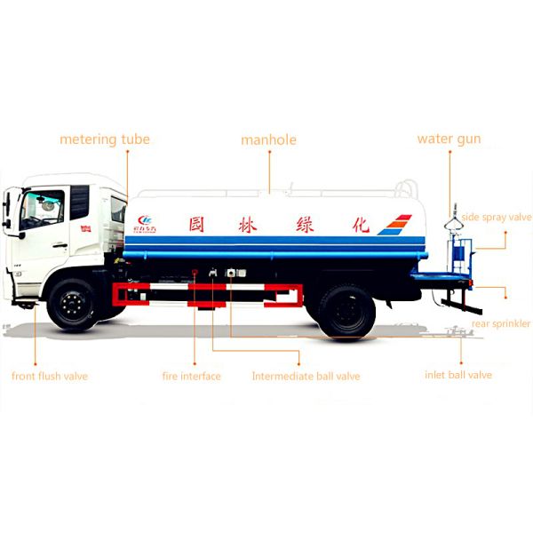 5 Ton Water Bowser Truck With Sprayer And Sprinkler 5000 Liters Spray Dust Fall Truck