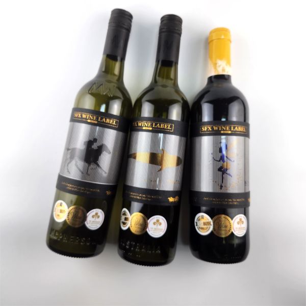Holographic Dynamic Wine Custom Sticky Labels Printing Business Sticky Labels ODM