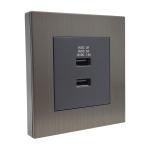 PC Metal USB Charger Socket 86mm Double Wall Socket With Usb