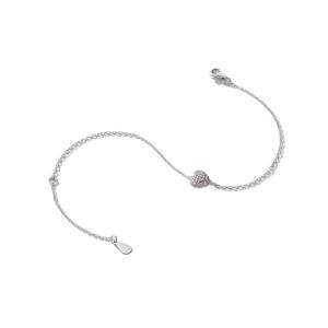 925 Sterling Silver Heart Bracelet with Zircon for Women