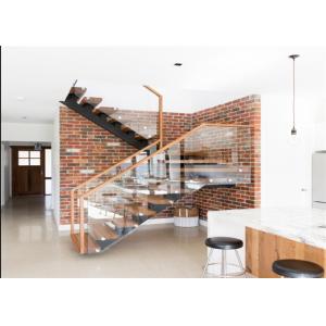 CFoshan Steel Structure Straight Flight Staircase , Durable Double Beam Design