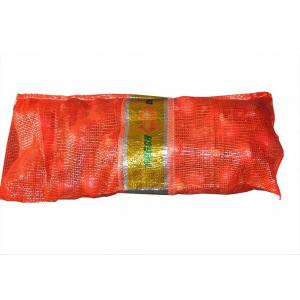 China Durable Industrial Agriculture Red Pe Woven Bag 25 kg Onion Potato Mesh Bags with Logo wholesale