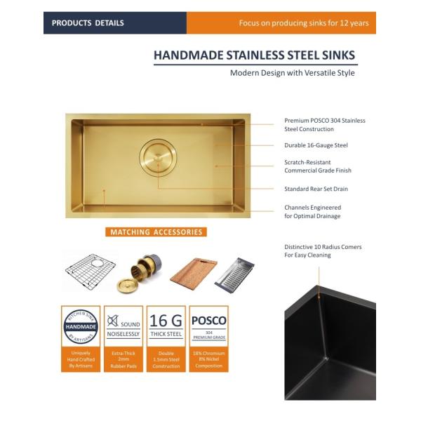 32 Undermount Stainless Steel Sink , 82x45 Brushed Stainless Steel Undermount Kitchen Sink