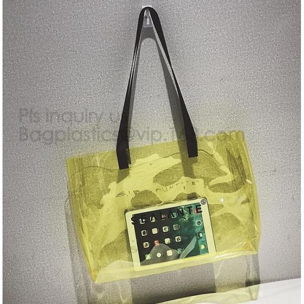 pvc transparent zipper bikini cosmetic bag, tote lady waterproof PVC swimming transparent beach bag, beach bag swimming