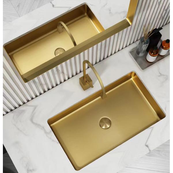 Stainless Steel 304 Undermount Vessel Sinks Rectangular Shape Durable
