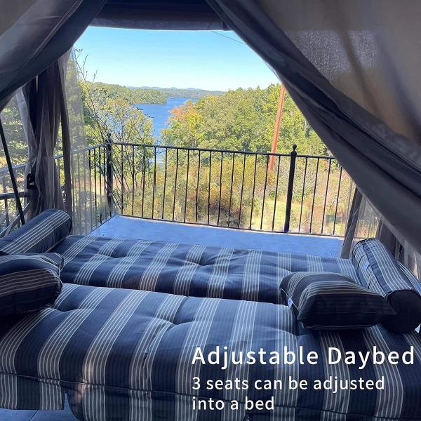 UV Resistant Canopy Swing Bench Anthracite Steel All Weather Garden Swing Seat