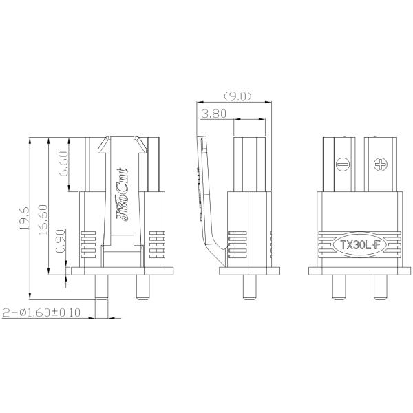 TX30L Bullet Plug Cable Connector , TX30 Connector With Locking Latch