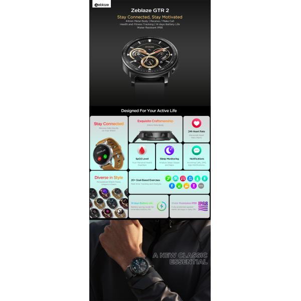 Zinc Metal GTR 2 Zeblaze Smart Watch 240x240 Pixel Waterproof Sports Watch