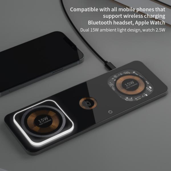 15W Foldable Wireless Charger Magnetic Fast Charging 4 In 1 With Light