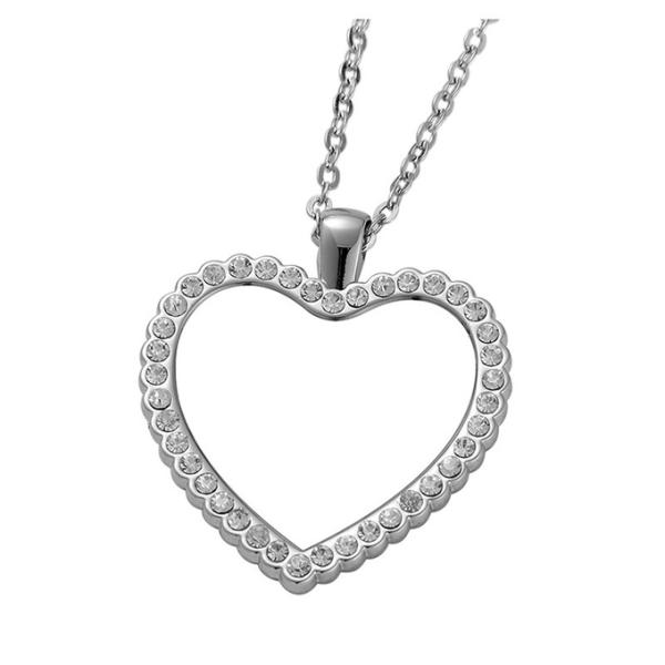 Jewelry Necklace Souvenir Gift Heart Locket Necklace Sublimation Heart Shaped Diamond Necklace