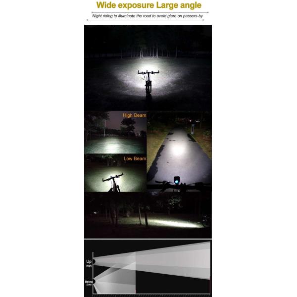 High Lumens Bike LED Flashlight Rechargeable Triangular Waterproof