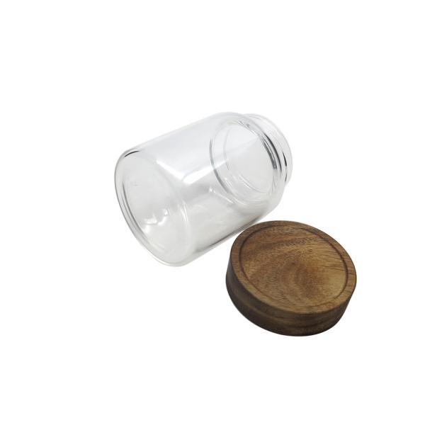 Clear Borosilicate Empty Glass Jars With Sealed Bamboo Lid Durable