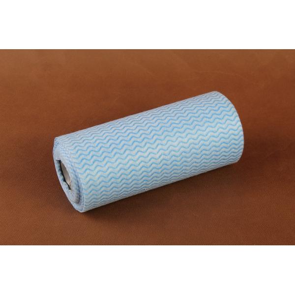 Blue Wave Printed Viscose Rayon Foam Bonding Nonwoven Wiping Cloth for Home or Hotel Cleaning