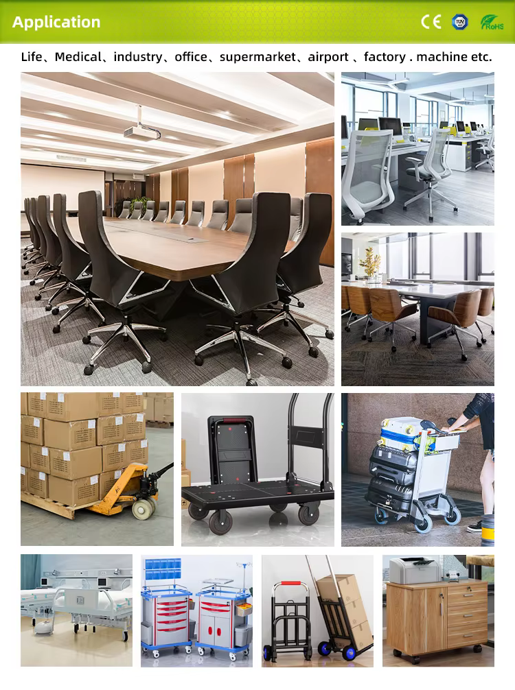 100mm European Plastic Transport Casters Swivel Trolley Industrial 4 Inch Nylon Caster Wheels