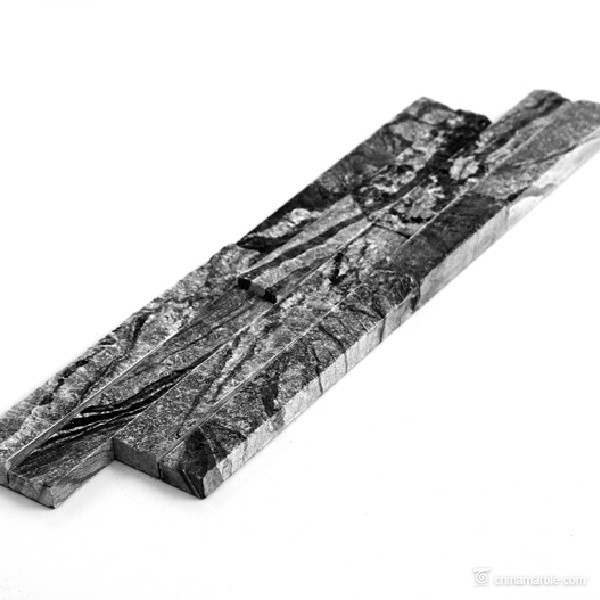 Black Wooden Vein Cultured Marble Stone Ledge Panel For Wall Decoration