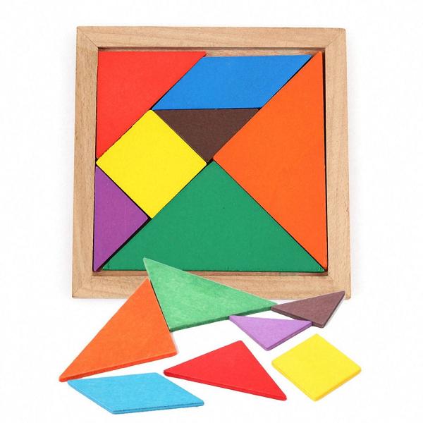 Square 11cm Wooden Montessori Baby Toys 7 Piece Jigsaw Puzzle