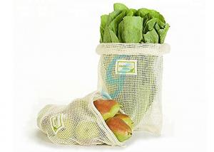China Natural Cotton Mesh Drawstring Tote Bags For Fruits Grocery Supermarket wholesale