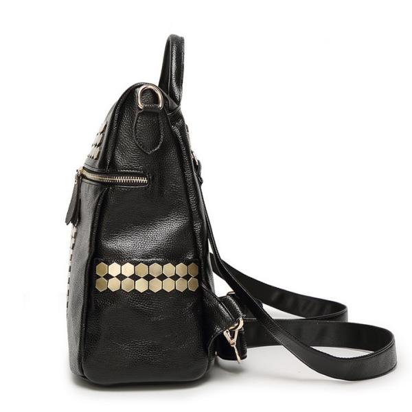 Boutique fashion leather handbag shoulder bag black backpack female