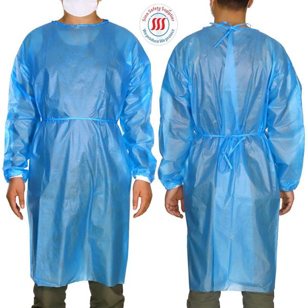 EN14126 PP PE Medical Isolation Gowns Personal Protective Hospital Isolation Gown