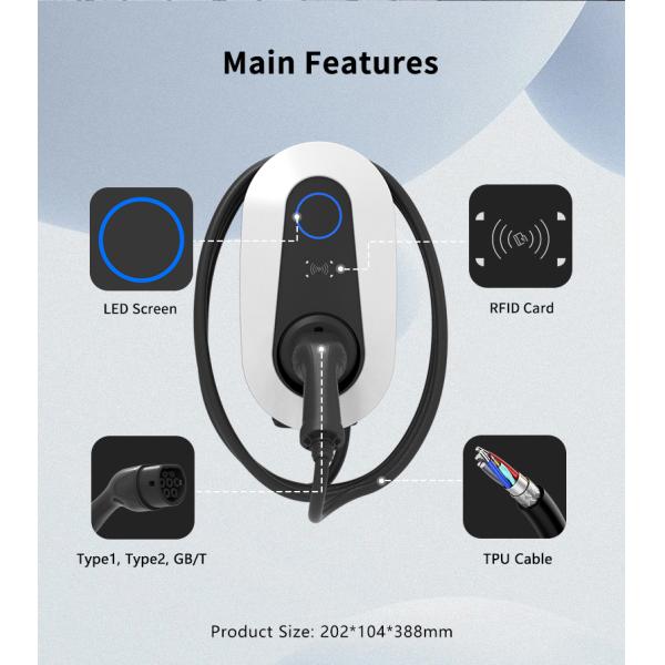 7kW AC EV Charging Station with Type 2 Plug and WiFi Connectivity