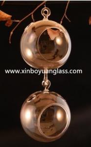 China Hinterland Double Hook Glass Globe candle Holder wholesale