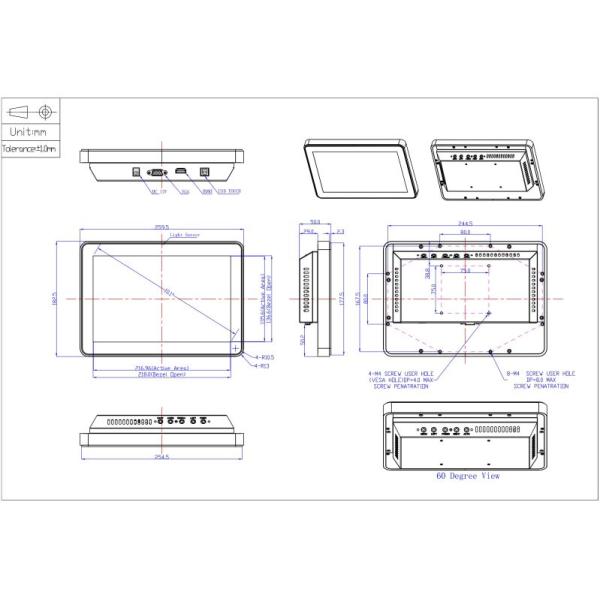 IP65 Waterproof 10.1 Inch Touch Monitor Dustproof With 10 Points Touch