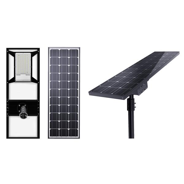 100W Rotating Angle LED Street Lamp Solar Light Integrated With Motion Sensor Monocrystalline Solar Cell