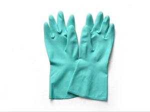 China 13 Inches Nitrile Gloves Solvent Resistant 15Mil Flocked Lining Heavy Duty Nitrile Gloves wholesale
