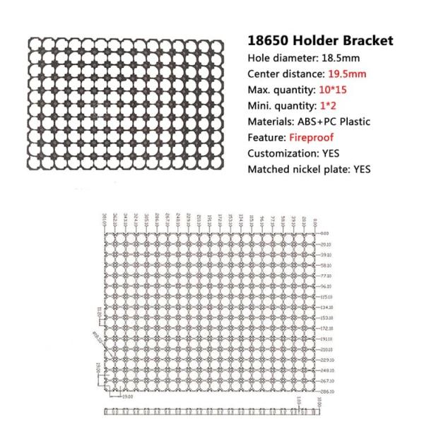 18650 Lithium Ion Cell Holder Plastic Holder Bracket ABS Material