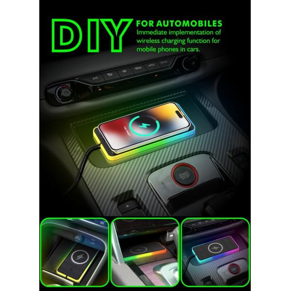 Apple and Samsung Compatible Car Wireless Charging Pad 2 in 1 USB Wireless Car Charger 15W Fast Charging