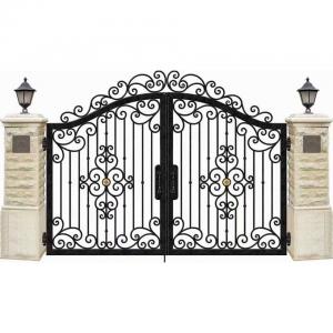 China Entrance Iron Double Door Design , Wrought Iron Main Gate Designs wholesale