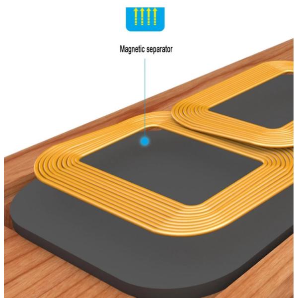 10W 2 coils Wood Standing mobile qi wireless fast charger new model