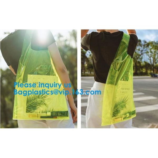 Women'S Clear Jelly Beach Bag Clear Transparent Pvc Shoulder Handbag Beach Shopping Swimming Durable Tote Bag