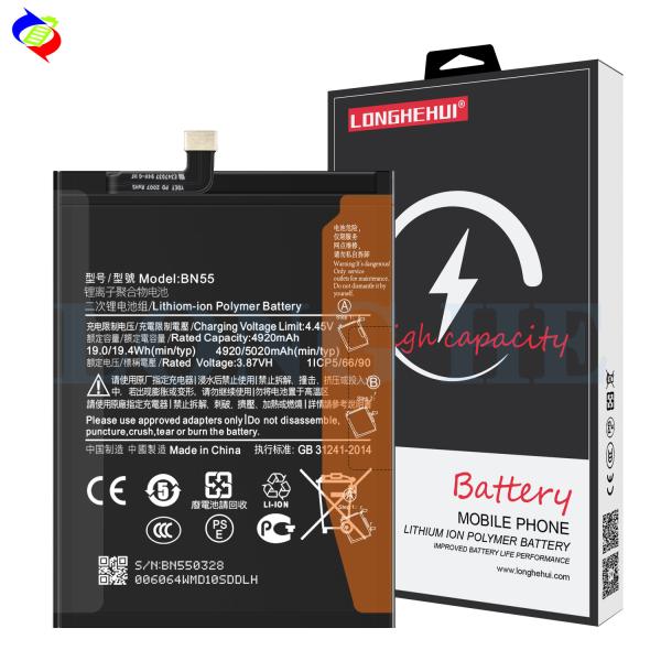 Black BN55 Lithium-ion Polymer Battery for Redmi NOTE 9S 5020mah 3.87V ODM/OEM