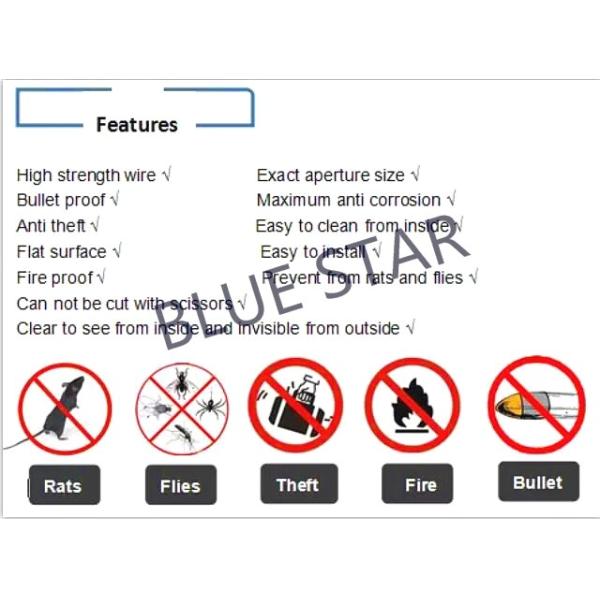 Powder Coated Black Stainless Steel Woven Wire Mesh Mosquitoesprotecttion Door / Window Screen