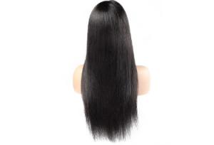 China Natural Black Full Lace Wig With Bangs 100% Virgin Silk Straight Human Hair Wigs wholesale