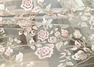 China Exquisite Multi Colored Lace Fabric with Blush Pink And Metallic Yarn Embroidered wholesale