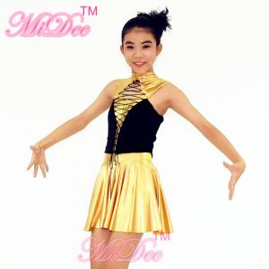 China Hip Hop Dance Outfits Lacing Across Middle Font Bodice Metallic Stretch Neoprene Dress wholesale