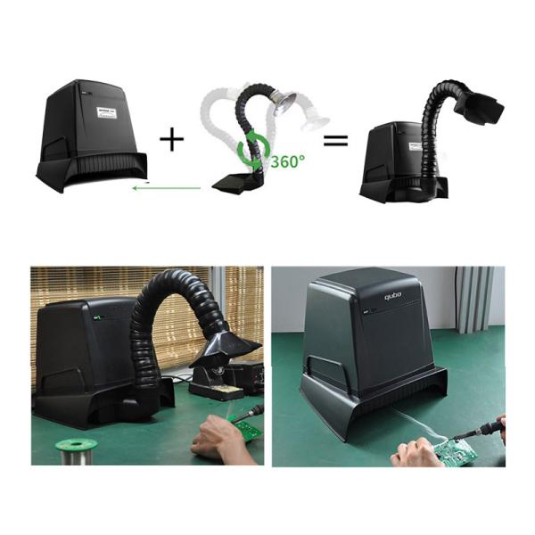 Lightweight Black ESD Desktop Fume Extractor , Solder Fume Extraction System